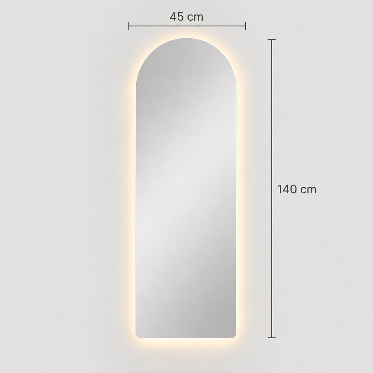Medidas del espejo arco flotante verona: 45 cm de ancho x 140 cm de alto