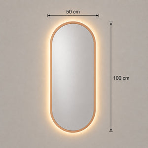 Medidas del espejo ovalado con luz LED: 50x100 cm