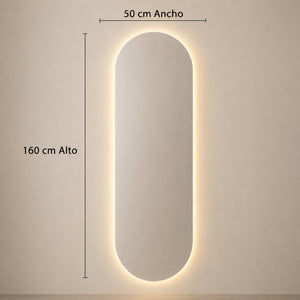 Medidas del espejo ovalado flotante porto: 50 cm de ancho x 160 cm de alto
