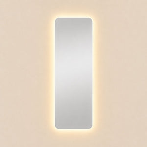 Espejo Rectangular Flotante Parma 50x160 Cm Luz Led encendido, vista frontal