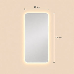 Medidas del espejo rectangular flotante parma: 60 cm de ancho x 120 cm de alto