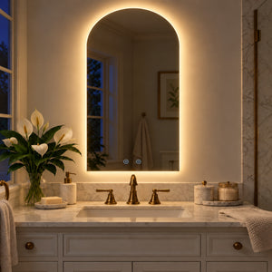 Espejo Baño Arco Atenas 40x80 Cm Con Luz Led Cálida y Antiempañante