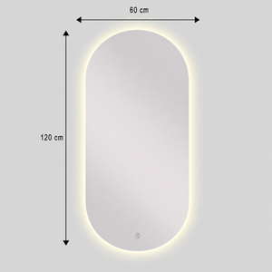 Espejo Baño Ovalado Meca 60x120 Cm Con Luz Led Cálida