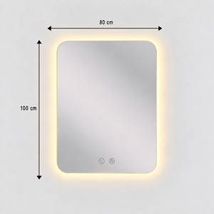 Espejo Baño Rectangular Alhambra 80x100 Cm Con Luz Led Cálida y Antiempañante