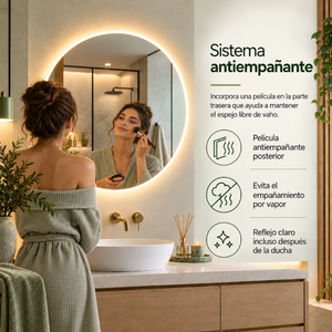 Espejo Baño Arco Atenas 60x120 Cm Con Luz Led Cálida y Antiempañante