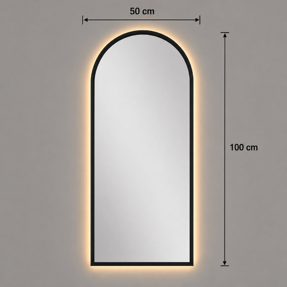 Medidas del espejo arco con luz LED: 50x100 cm