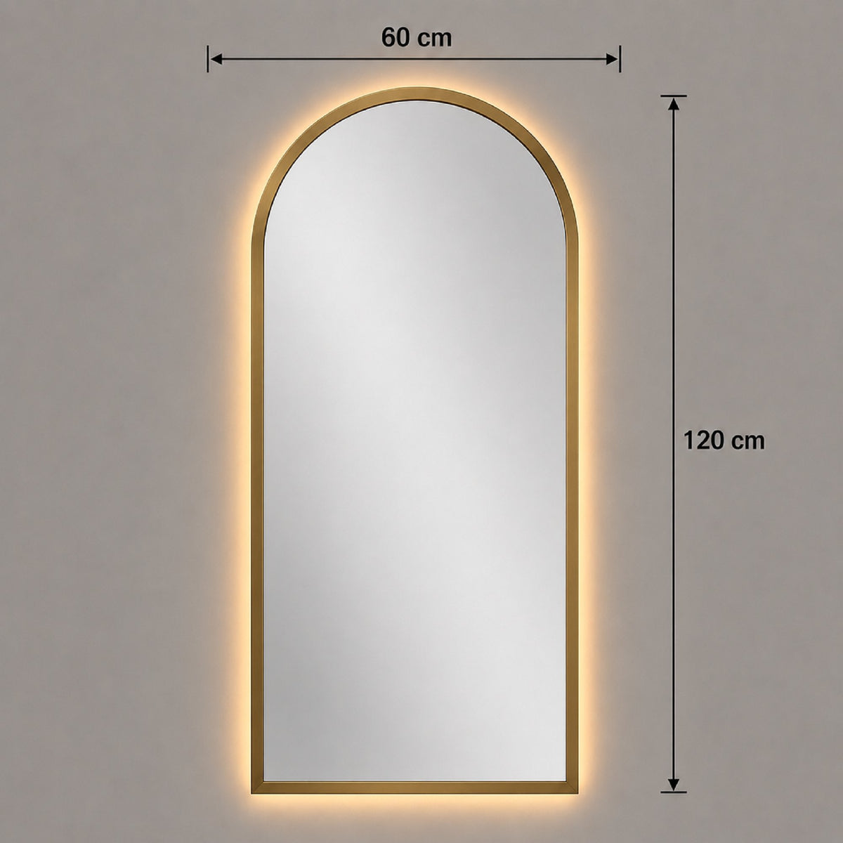 Medidas del espejo arco con luz LED: 60x120 cm