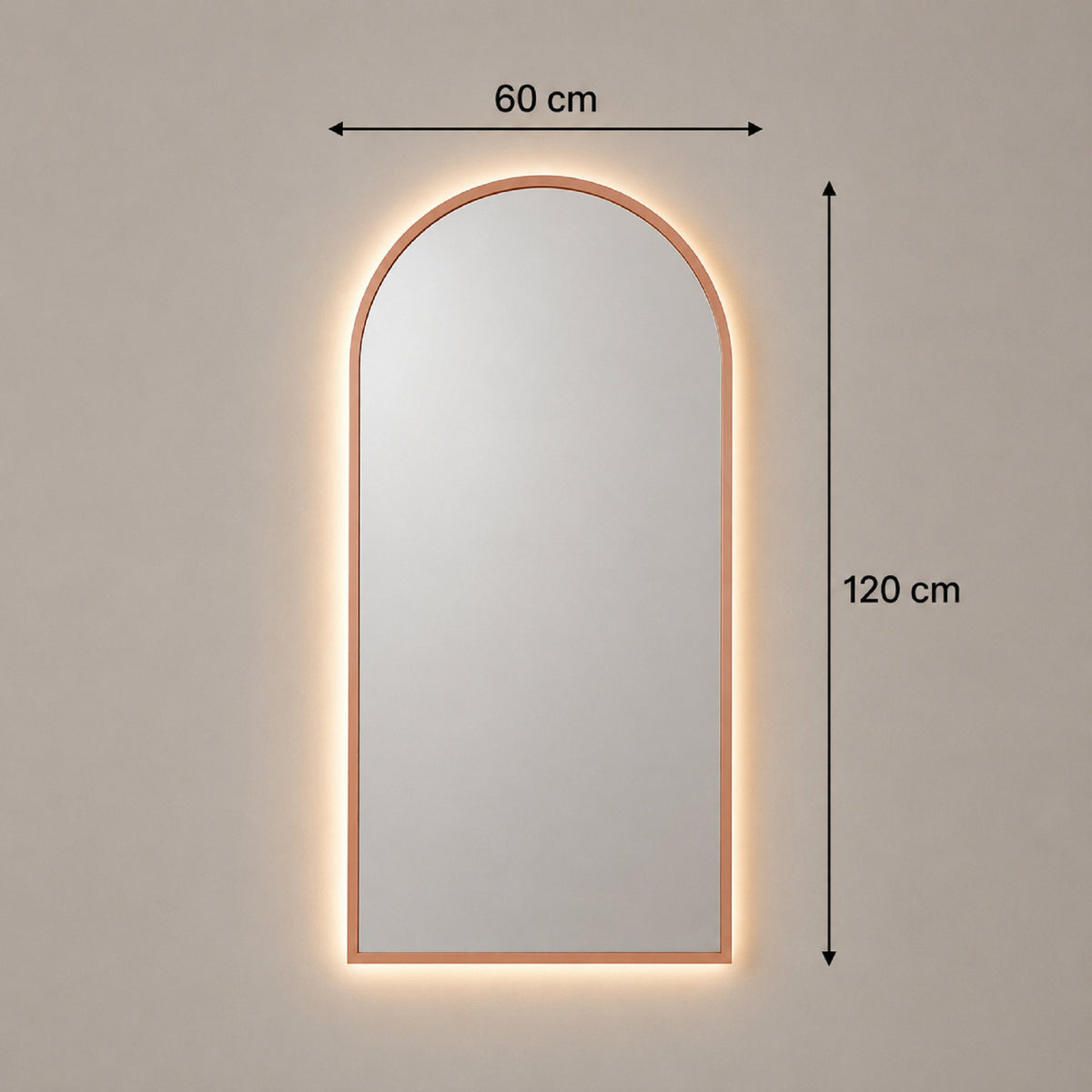 Medidas del espejo arco con luz LED: 60x120 cm