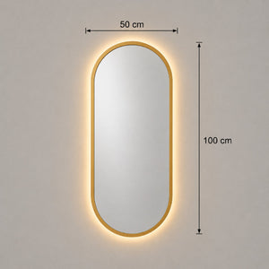 Medidas del espejo ovalado con luz LED: 50x100 cm