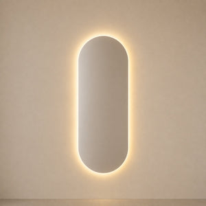 Espejo Ovalado Flotante Porto 60x120 Cm Luz Led encendido, vista frontal