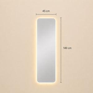 Medidas del espejo rectangular flotante parma: 45 cm de ancho x 140 cm de alto