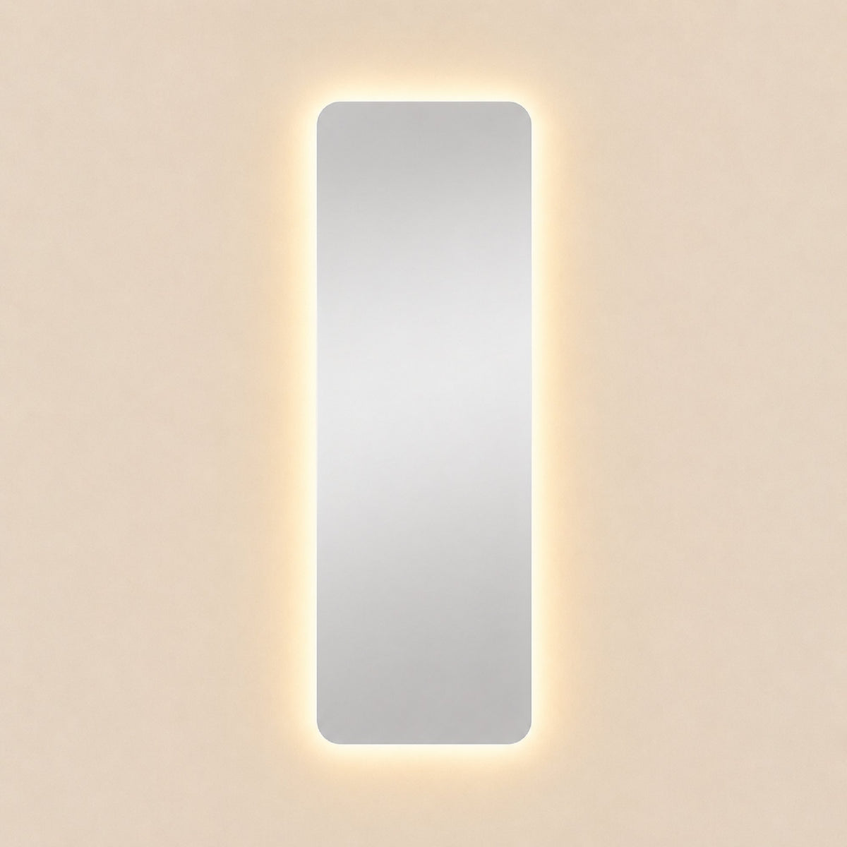 Espejo Rectangular Flotante Parma 50x160 Cm Luz Led encendido, vista frontal