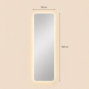 Medidas del espejo rectangular flotante parma: 50 cm de ancho x 160 cm de alto