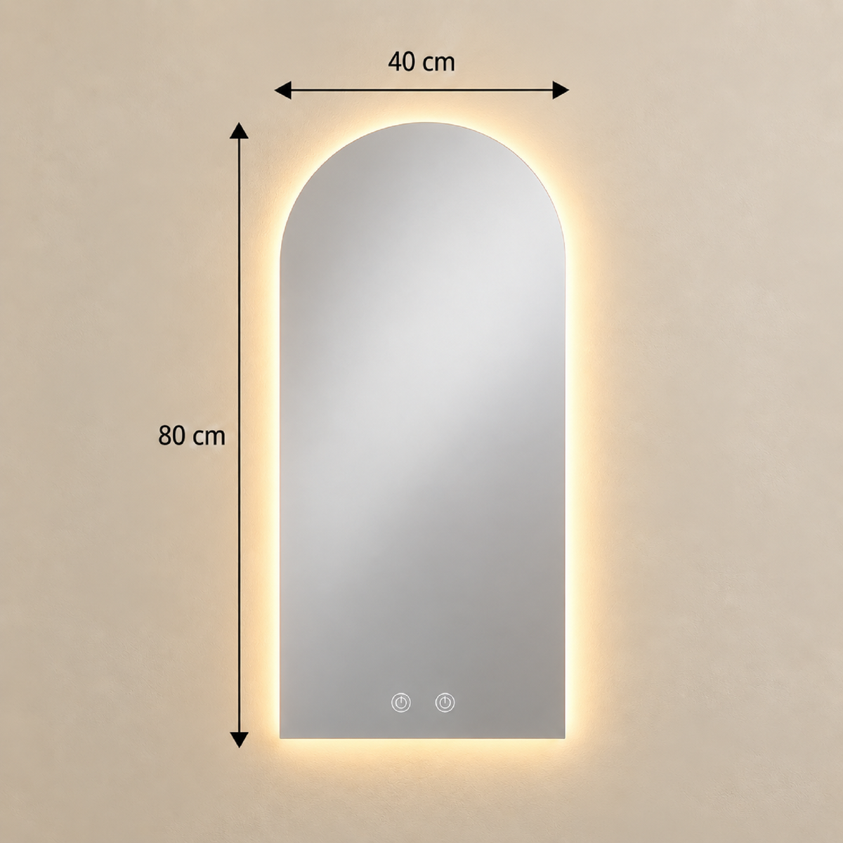 Espejo Baño Arco Atenas 40x80 Cm Con Luz Led Cálida y Antiempañante