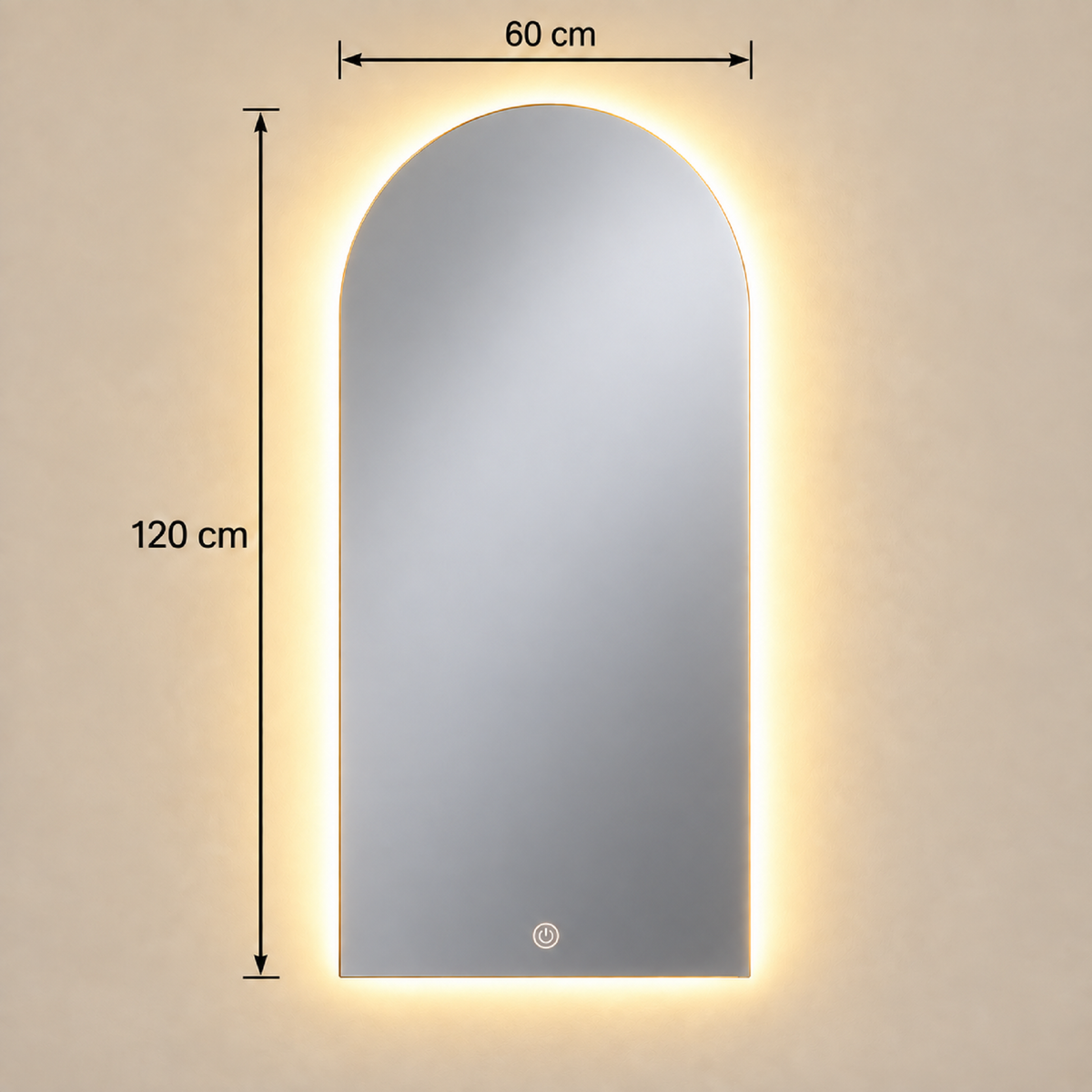 Espejo Baño Arco Atenas 60x120 Cm Con Luz Led Cálida