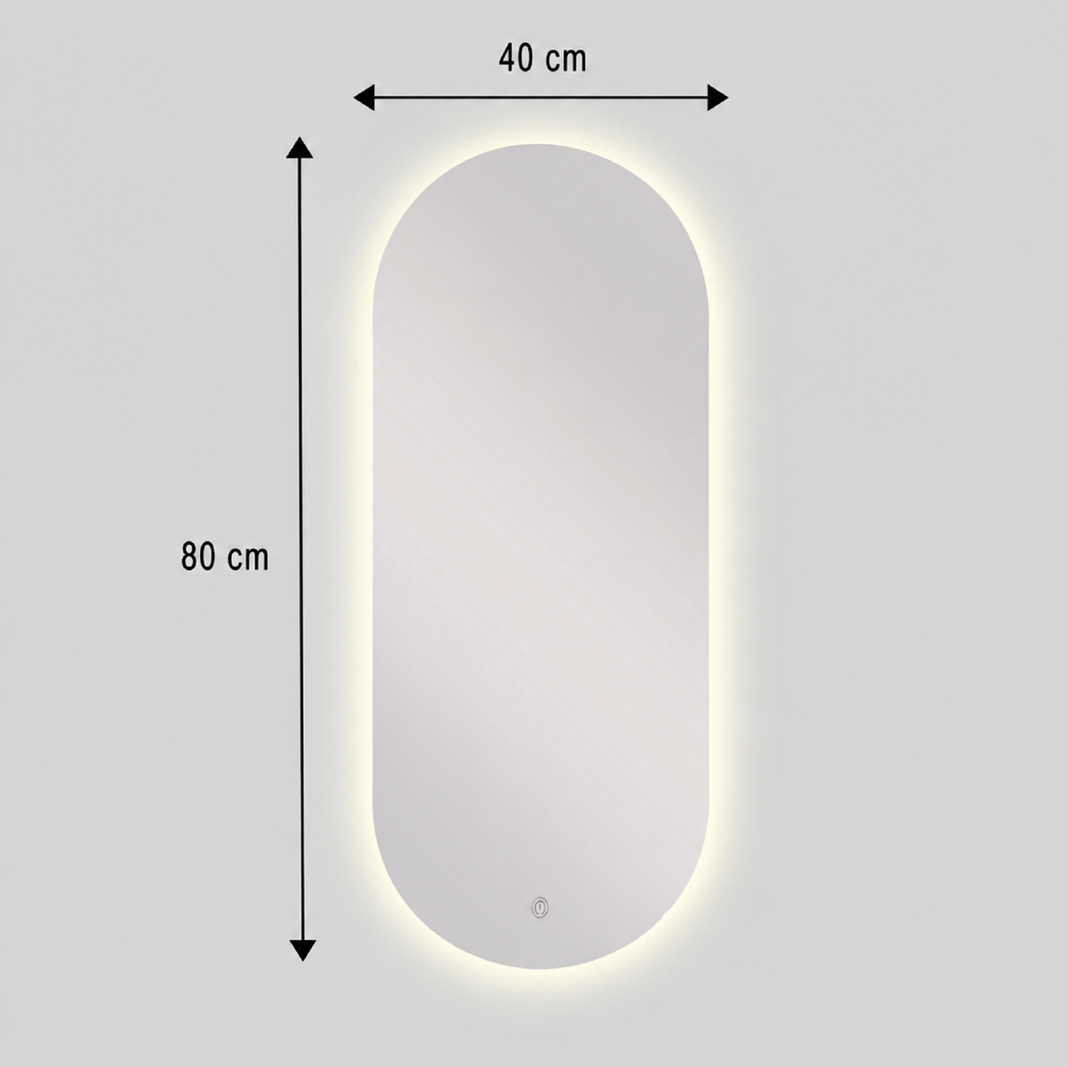 Espejo Baño Ovalado Meca 40x80 Cm Con Luz Led Cálida