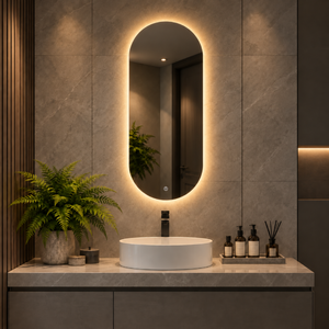 Espejo Baño Ovalado Meca 60x120 Cm Con Luz Led Cálida