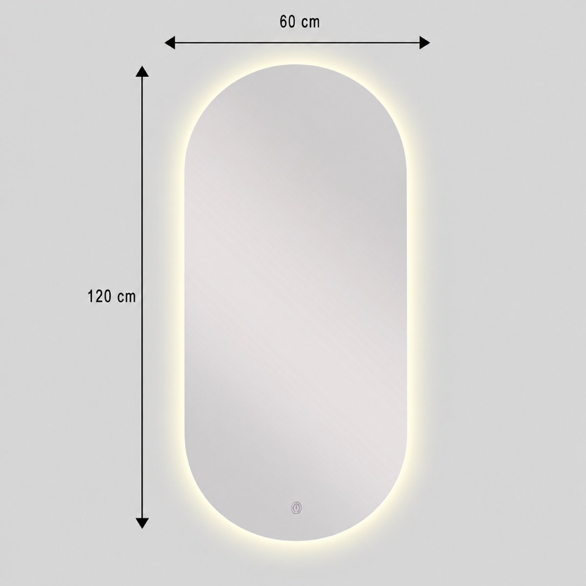 Espejo Baño Ovalado Meca 60x120 Cm Con Luz Led Cálida