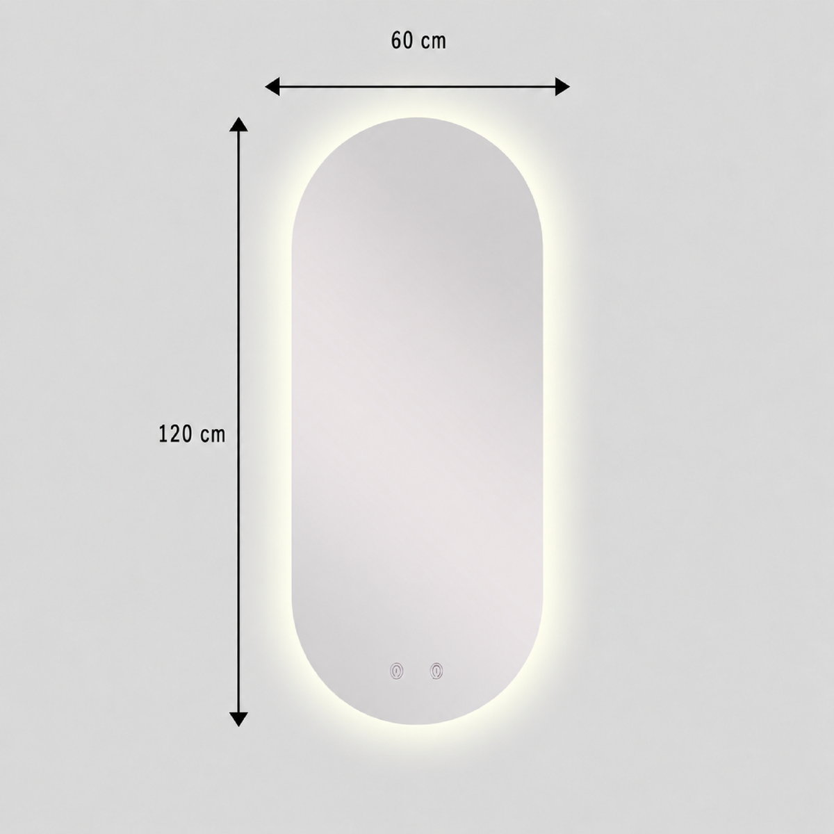 Espejo Baño Ovalado Meca 60x120 Cm Con Luz Led Cálida y Antiempañante