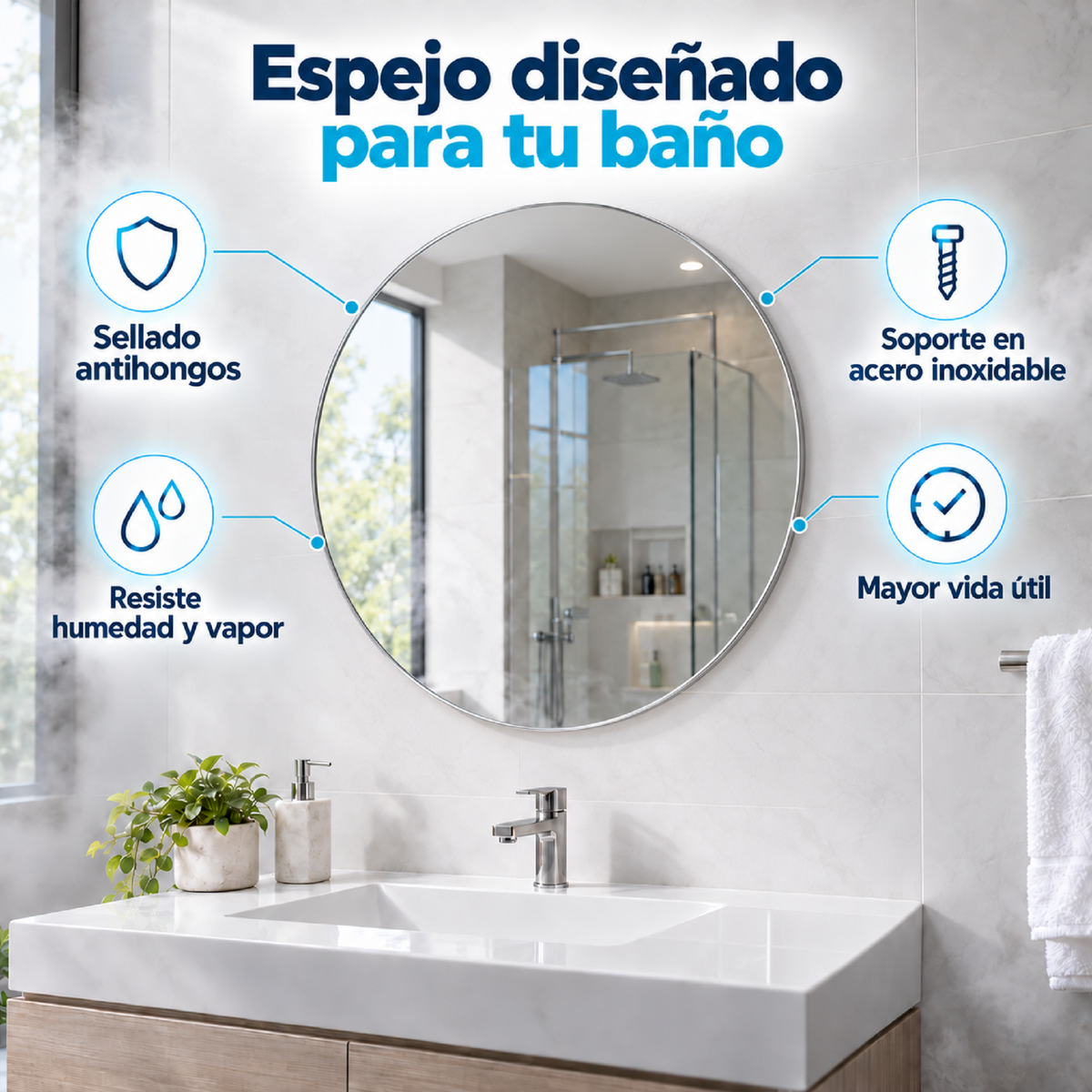 Espejo Baño Arco Atenas 60x120 Cm Sencillo