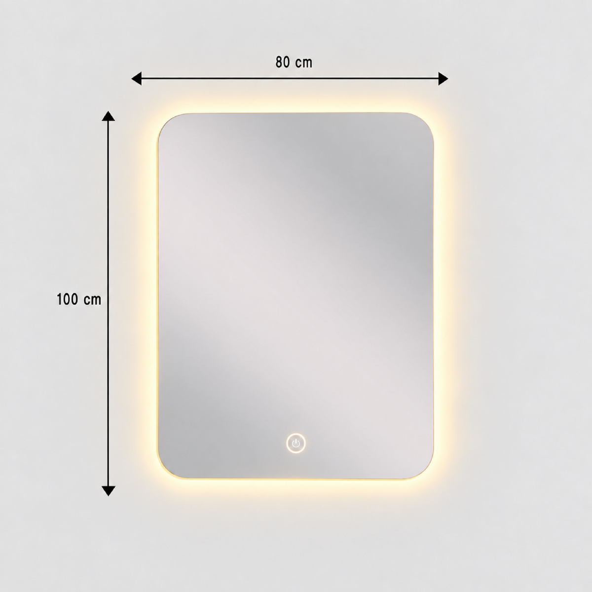 Espejo Baño Rectangular Alhambra 80x100 Cm Con Luz Led Cálida
