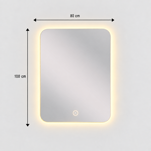 Espejo Baño Rectangular Alhambra 80x100 Cm Con Luz Led Cálida