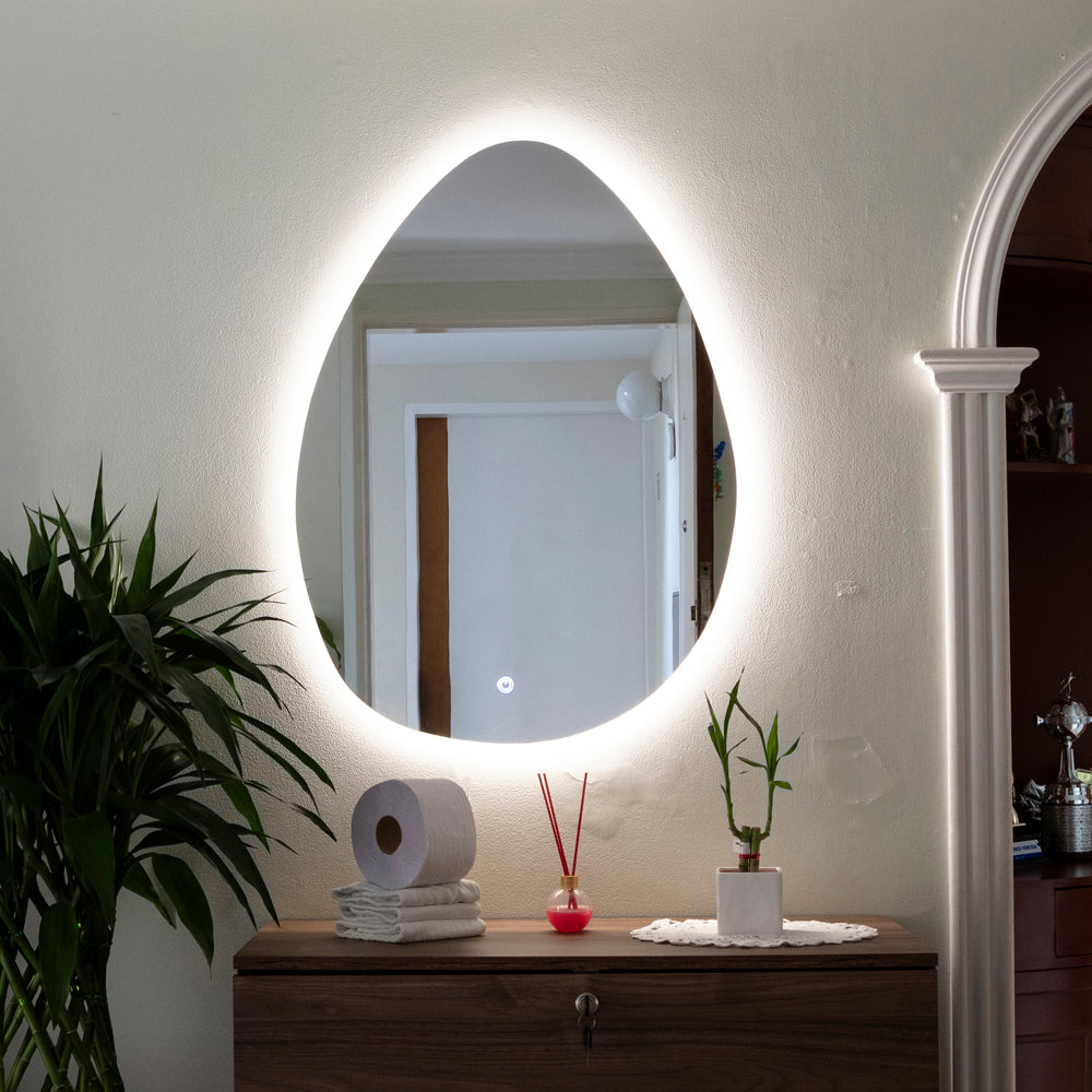 Espejo Irregular Flotante Maui 60x80 Cm Luz Led Cálida